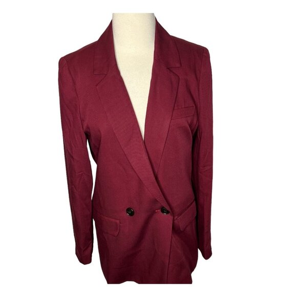 Madewell $178 Drapeweave Caldwell Double-Breasted Blazer Cabernet Size XS NH328 - Picture 4 of 12